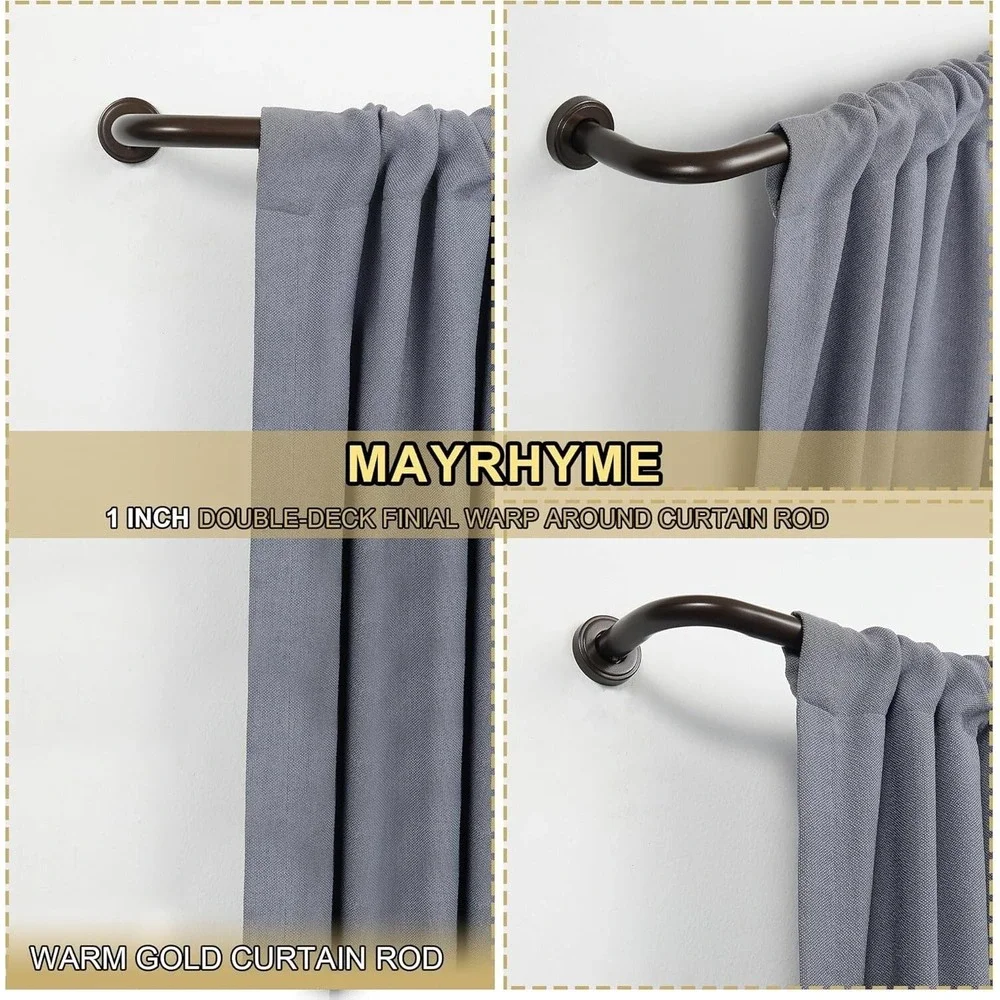 Mayrhyme Dark Bronze Wrap Around Curtain Rod, 1 Inch Diameter, 28 to 120 Inch
